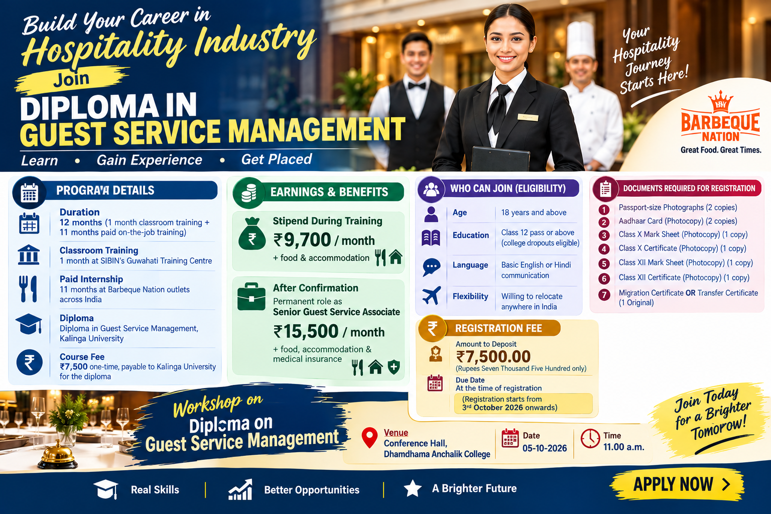 Workshop on Guest Service Management on Monday,5th October Morning 11AM, at Conference Hall